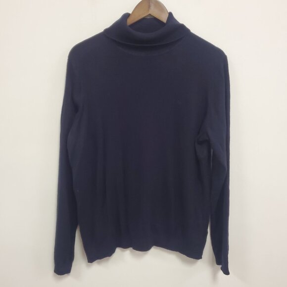 Lauren Ralph Lauren Womens Silk Cashmere Turtleneck Sweater Size 2X Blue Luxe - Picture 1 of 9